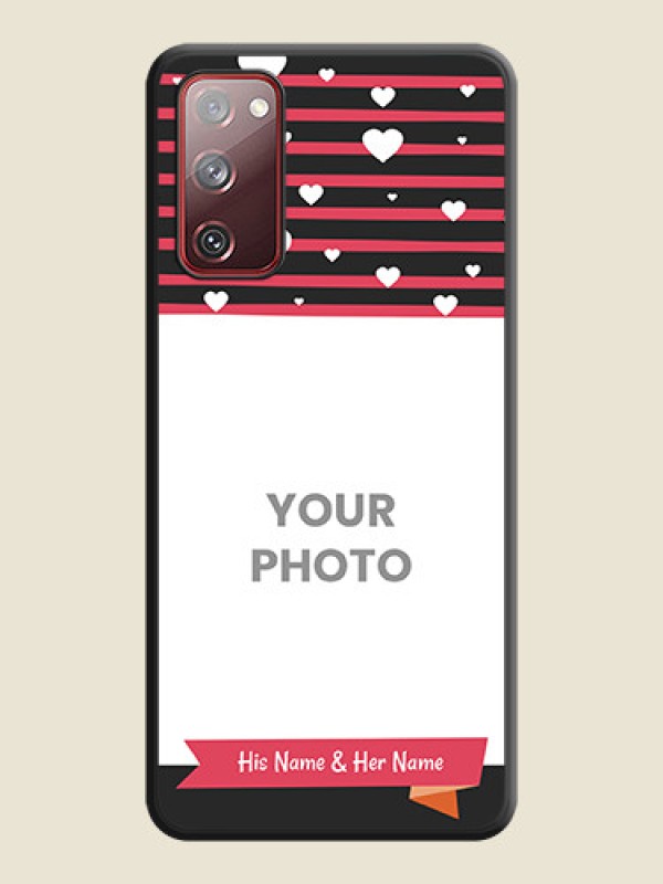 Custom White Color Love Symbols with Pink Lines Pattern on Space Black Custom Soft Matte Phone Cases - Galaxy S20 FE 5G - alternate view