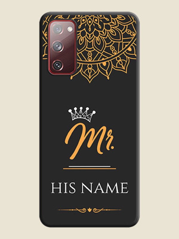 Custom Mr Name with Floral Design  on Personalised Space Black Soft Matte Cases - Galaxy S20 FE 5G - alternate view