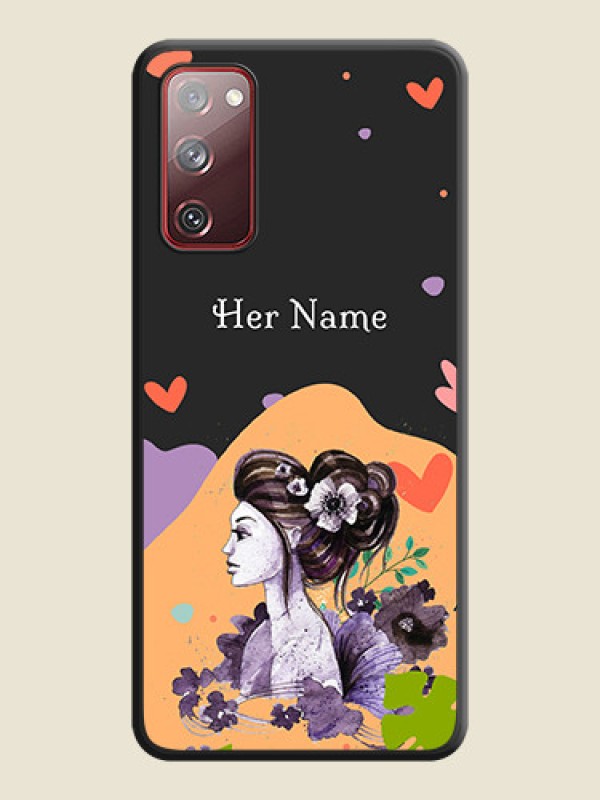 Custom Namecase For Her With Fancy Lady Image On Space Black Personalized Soft Matte Phone Covers -Samsung Galaxy S20 Fe 5G - alternate view