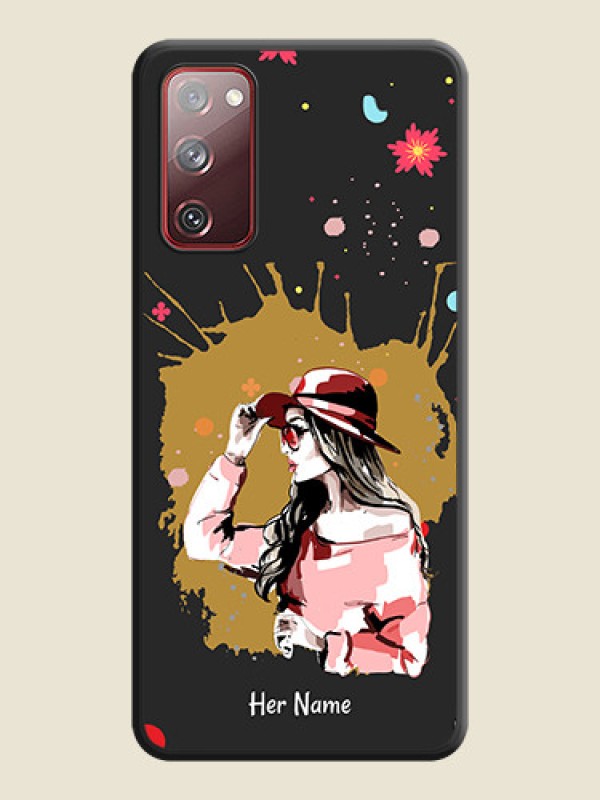 Custom Mordern Lady With Color Splash Background With Custom Text On Space Black Personalized Soft Matte Phone Covers -Samsung Galaxy S20 Fe 5G - alternate view