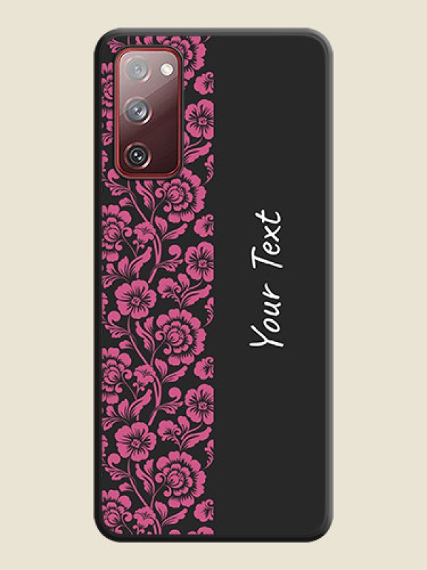 Custom Pink Floral Pattern Design With Custom Text On Space Black Personalized Soft Matte Phone Covers -Samsung Galaxy S20 Fe 5G - alternate view