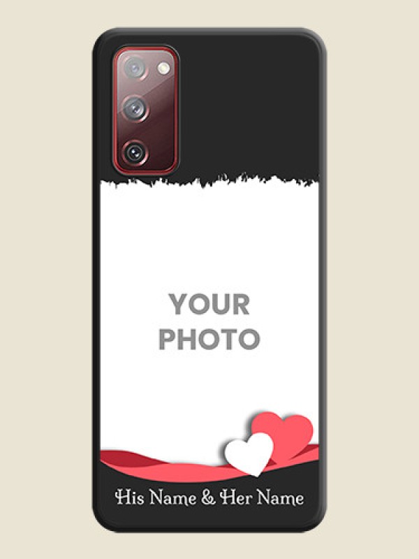 Custom Pin Color Love Shaped Ribbon Design with Text on Space Black Custom Soft Matte Phone Back Cover - Galaxy S20 FE - alternate view