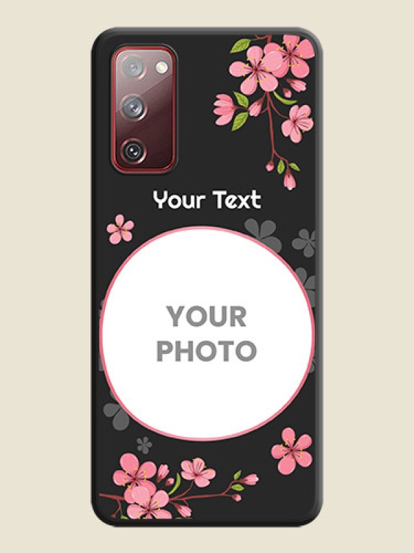 Custom Round Image with Pink Color Floral Design on Photo on Space Black Soft Matte Back Cover - Galaxy S20 FE - alternate view