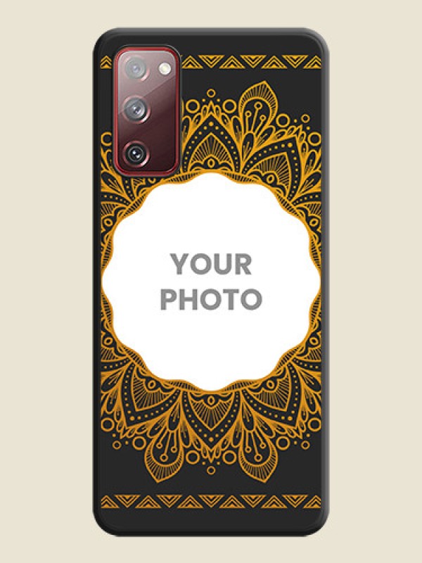 Custom Round Image with Floral Design on Photo on Space Black Soft Matte Mobile Cover - Galaxy S20 FE - alternate view
