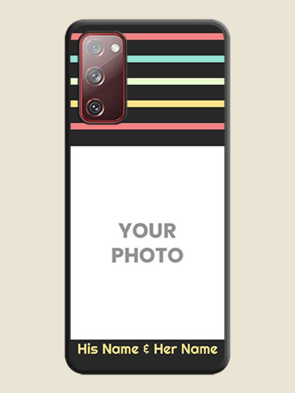 Custom Color Stripes with Photo and Text on Photo on Space Black Soft Matte Mobile Case - Galaxy S20 FE - alternate view