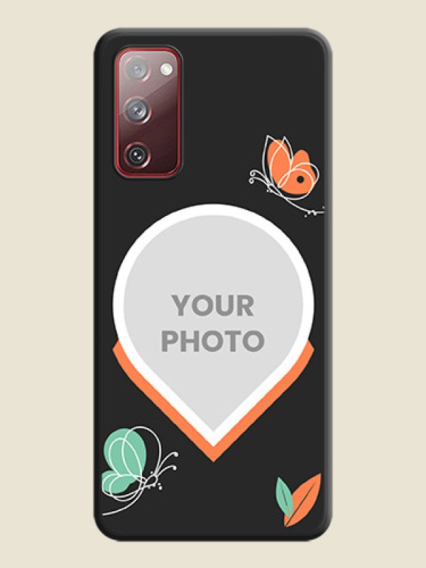 Custom Upload Pic With Simple Butterly Design On Space Black Personalized Soft Matte Phone Covers -Samsung Galaxy S20 Fe - alternate view