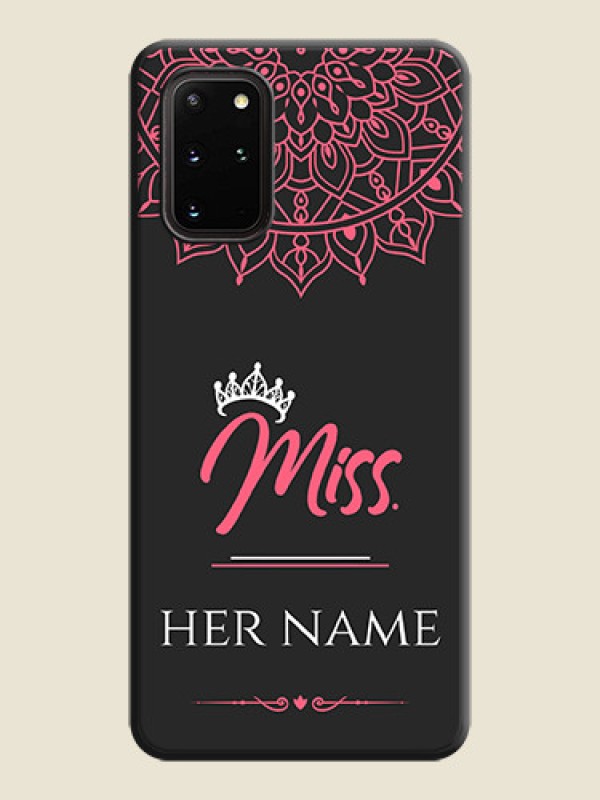Custom Mrs Name with Floral Design on Space Black Personalized Soft Matte Phone Covers - Galaxy S20 Plus - alternate view