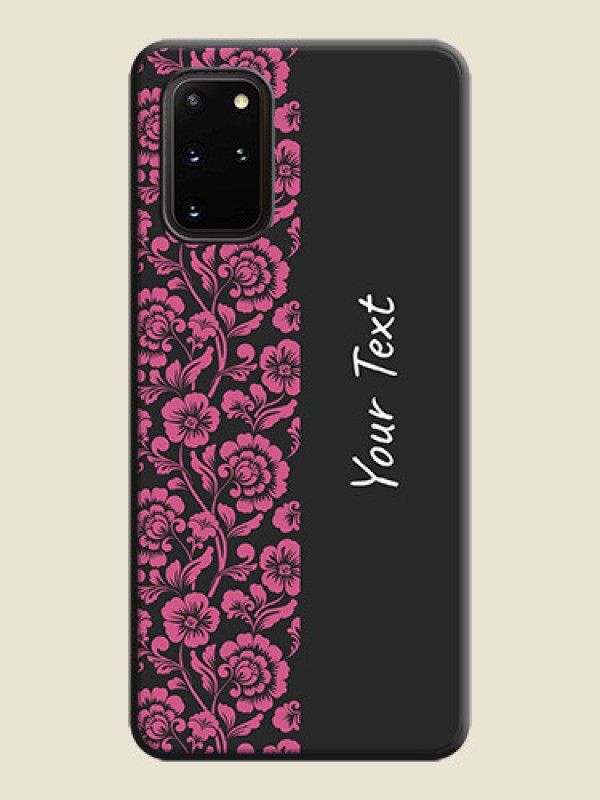 Custom Pink Floral Pattern Design With Custom Text On Space Black Personalized Soft Matte Phone Covers -Samsung Galaxy S20 Plus - alternate view