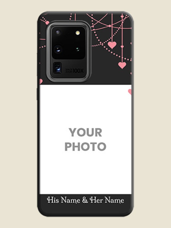 Custom Pink Love Hangings with Text on Space Black Custom Soft Matte Back Cover - Galaxy S20 Ultra - alternate view