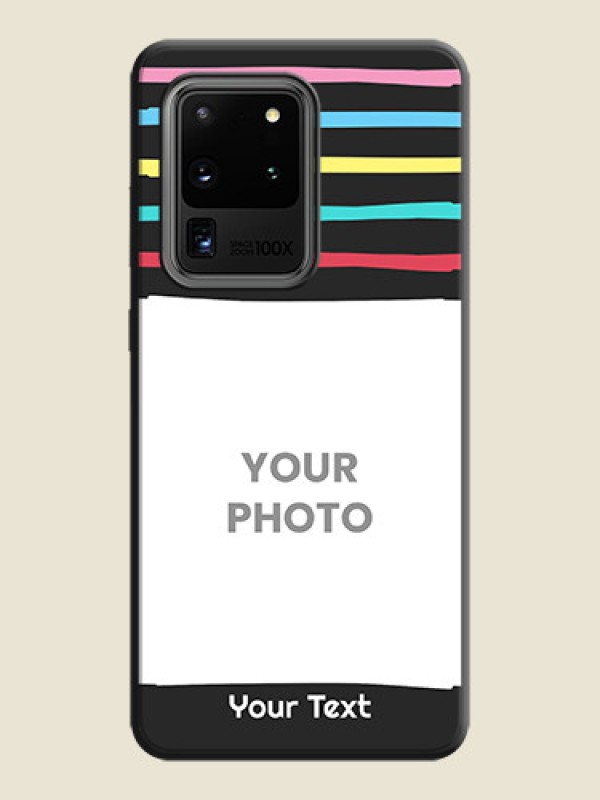 Custom Multicolor Lines with Image on Space Black Personalized Soft Matte Phone Covers - Galaxy S20 Ultra - alternate view