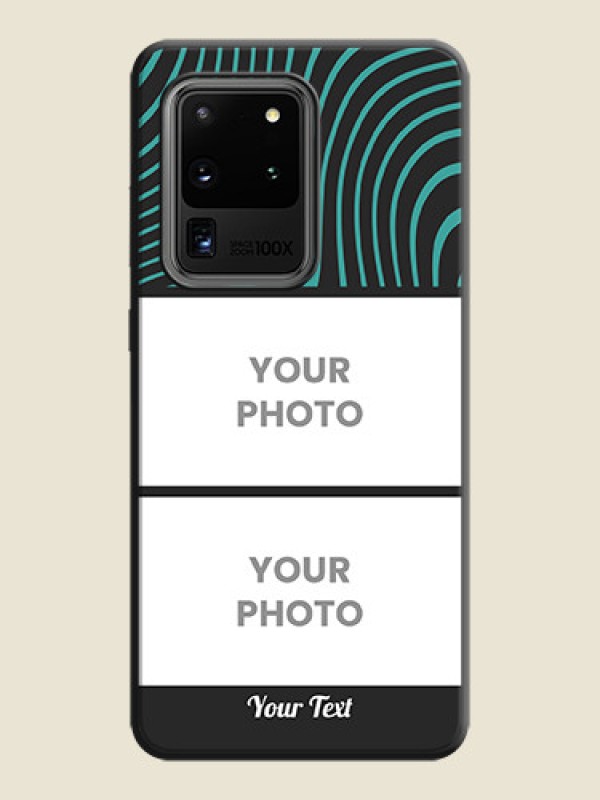 Custom Wave Pattern with 2 Image Holder on Space Black Personalized Soft Matte Phone Covers - Galaxy S20 Ultra - alternate view
