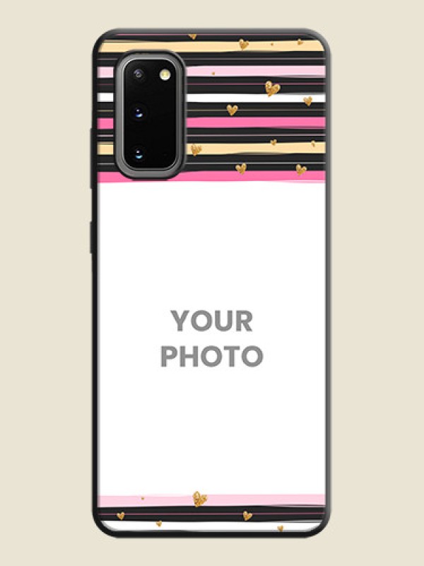 Custom Multicolor Lines and Golden Love Symbols Design - Photo on Space Black Soft Matte Mobile Cover - Galaxy S20 - alternate view