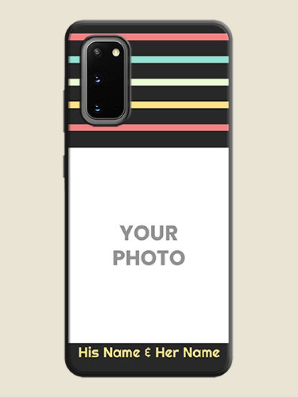 Custom Color Stripes with Photo and Text - Photo on Space Black Soft Matte Mobile Case - Galaxy S20 - alternate view