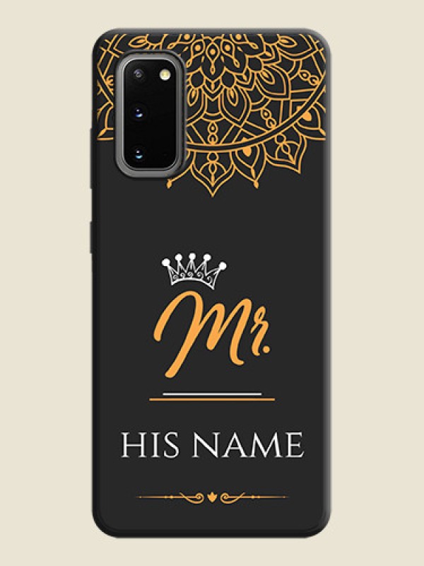 Custom Mr Name with Floral Design  on Personalised Space Black Soft Matte Cases - Galaxy S20 - alternate view