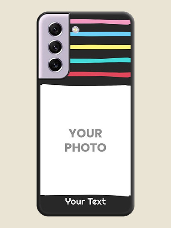 Custom Multicolor Lines with Image on Space Black Personalized Soft Matte Phone Covers - Galaxy S21 FE 5G - alternate view