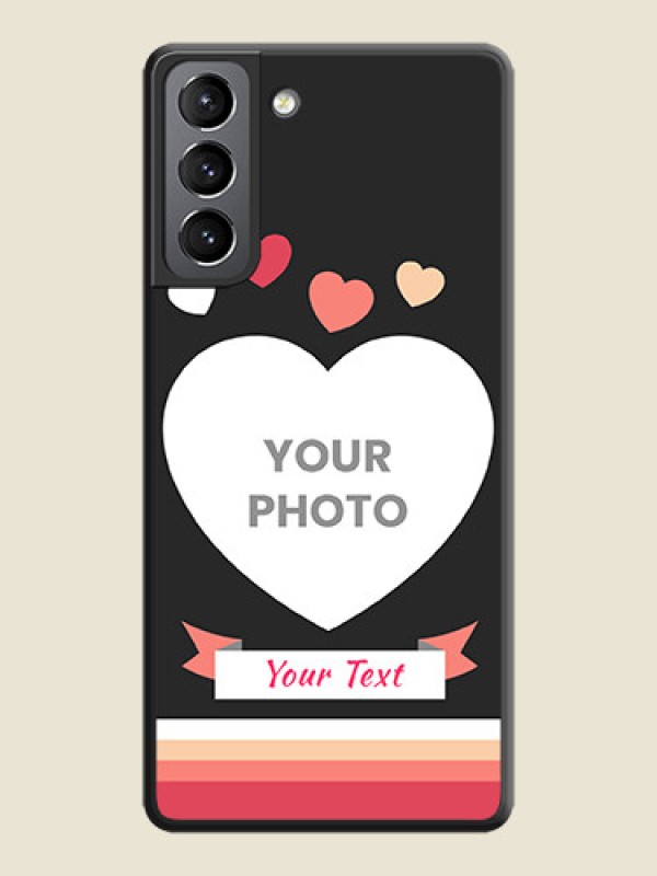 Custom Love Shaped Photo with Colorful Stripes on Personalised Space Black Soft Matte Cases - Galaxy S21 Plus - alternate view