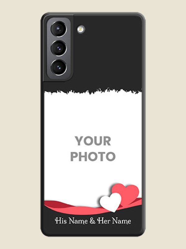 Custom Pin Color Love Shaped Ribbon Design with Text on Space Black Custom Soft Matte Phone Back Cover - Galaxy S21 Plus - alternate view