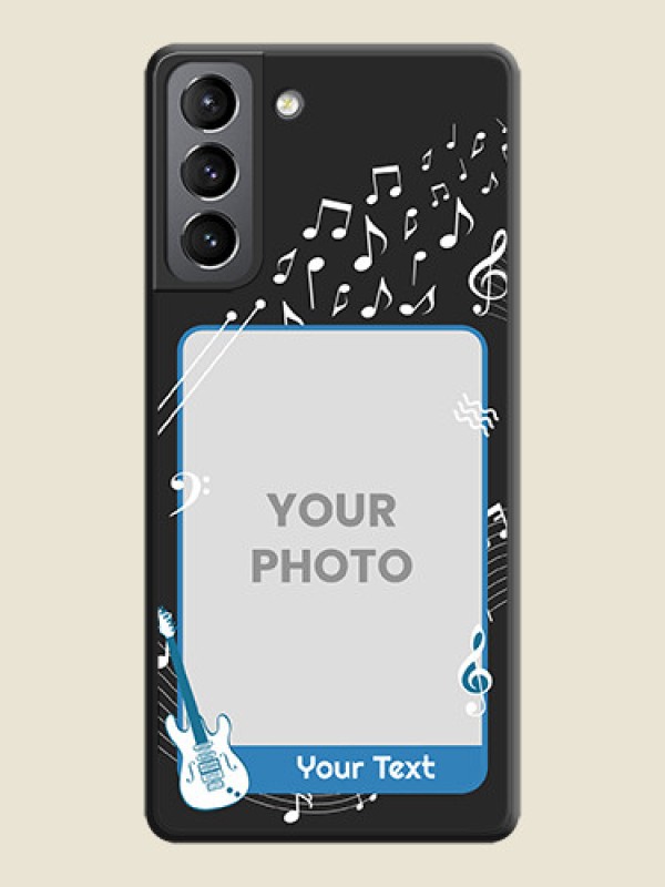 Custom Musical Theme Design with Text on Photo on Space Black Soft Matte Mobile Case - Galaxy S21 Plus - alternate view