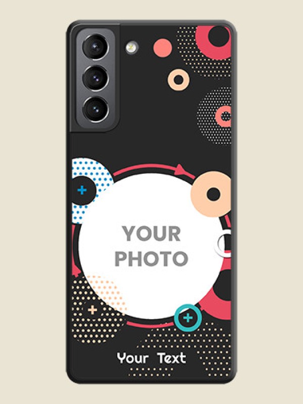 Custom Multicoloured Round Image on Personalised Space Black Soft Matte Cases - Galaxy S21 Plus - alternate view