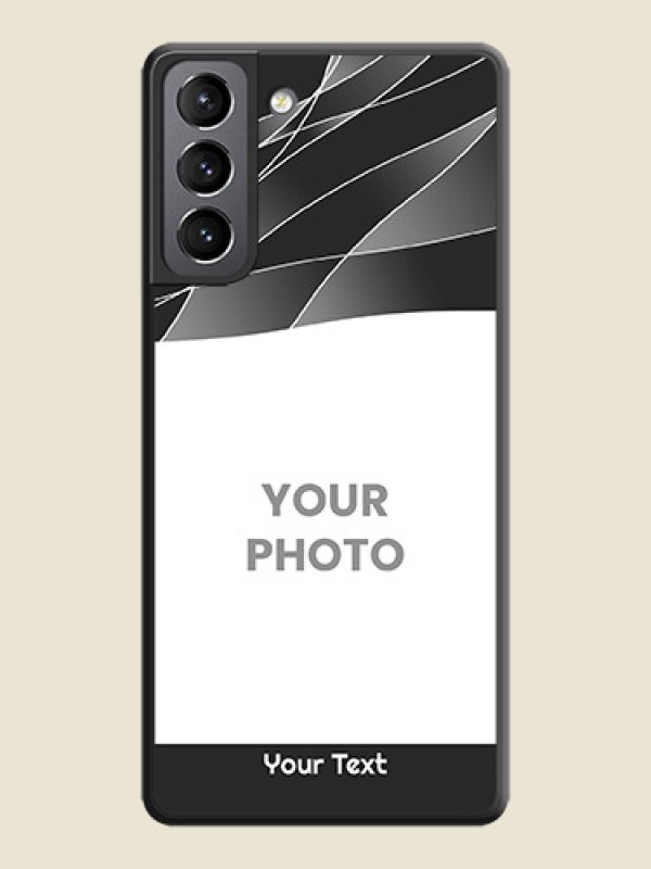 Custom Mixed Wave Lines on Photo on Space Black Soft Matte Mobile Cover - Galaxy S21 Plus - alternate view