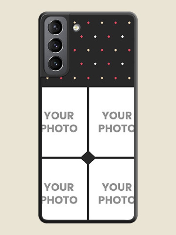 Custom Multicolor Dotted Pattern with 4 Image Holder on Space Black Custom Soft Matte Phone Cases - Galaxy S21 Plus - alternate view