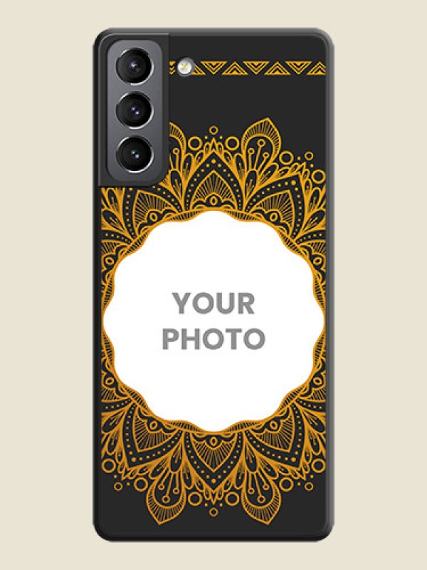 Custom Round Image with Floral Design on Photo on Space Black Soft Matte Mobile Cover - Galaxy S21 Plus - alternate view