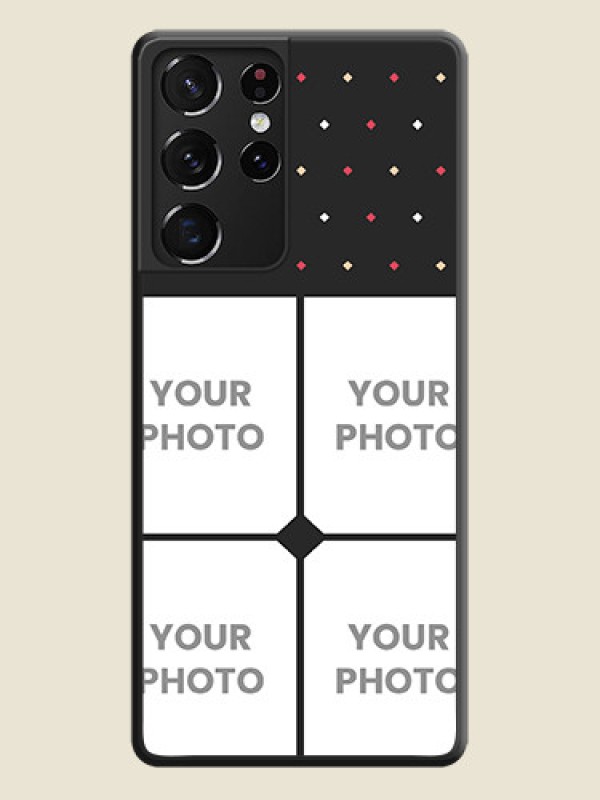 Custom Multicolor Dotted Pattern with 4 Image Holder on Space Black Custom Soft Matte Phone Cases - Galaxy S21 Ultra - alternate view