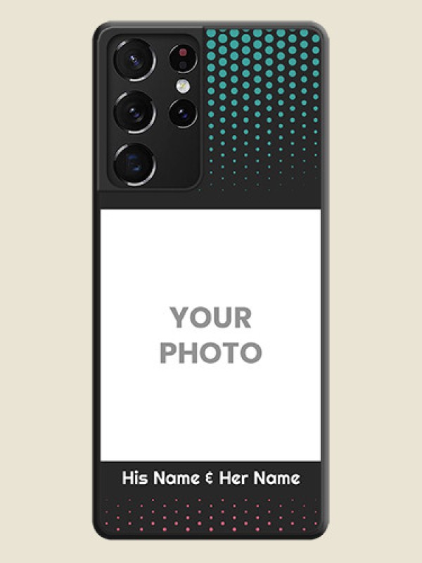 Custom Faded Dots with Grunge Photo Frame and Text on Space Black Custom Soft Matte Phone Cases - Galaxy S21 Ultra - alternate view