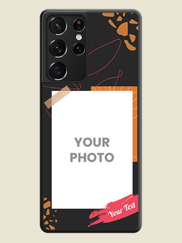 Custom Orange Photo Frame on Space Black Custom Soft Matte Phone Back Cover - Galaxy S21 Ultra - alternate view