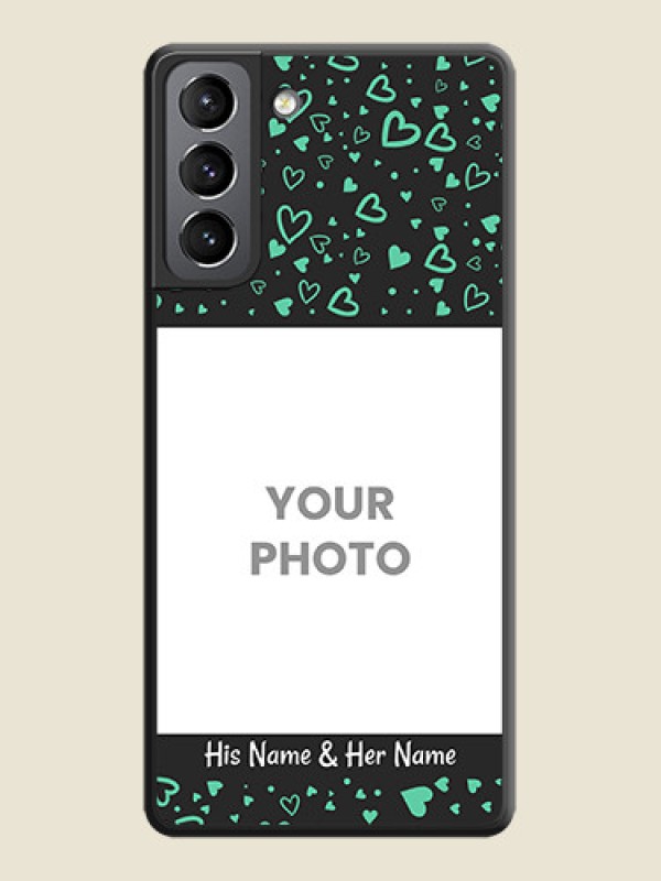 Custom Sea Green Indefinite Love Pattern on Photo on Space Black Soft Matte Mobile Cover - Galaxy S21 - alternate view