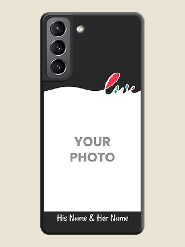 Custom Fall in Love Pattern with Picture on Photo on Space Black Soft Matte Mobile Case - Galaxy S21 - alternate view