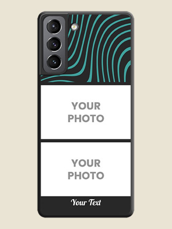 Custom Wave Pattern with 2 Image Holder on Space Black Personalized Soft Matte Phone Covers - Galaxy S21 - alternate view