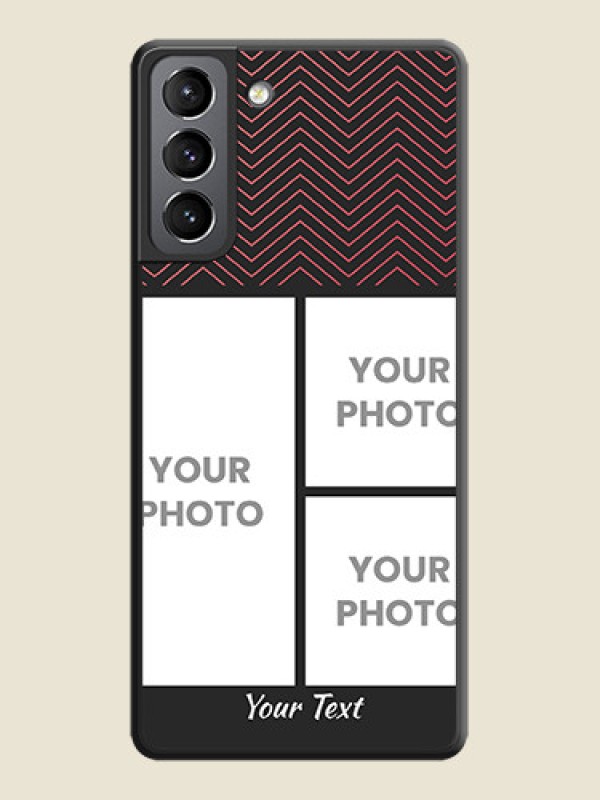 Custom Wave Pattern with 3 Image Holder on Space Black Custom Soft Matte Back Cover - Galaxy S21 - alternate view