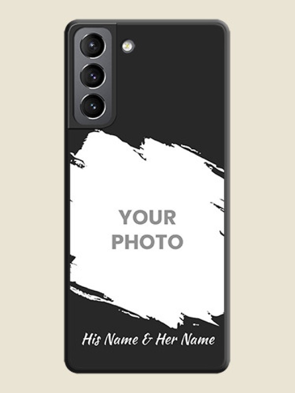 Custom Grunge Brush Strokes on Photo on Space Black Soft Matte Back Cover - Galaxy S21 - alternate view