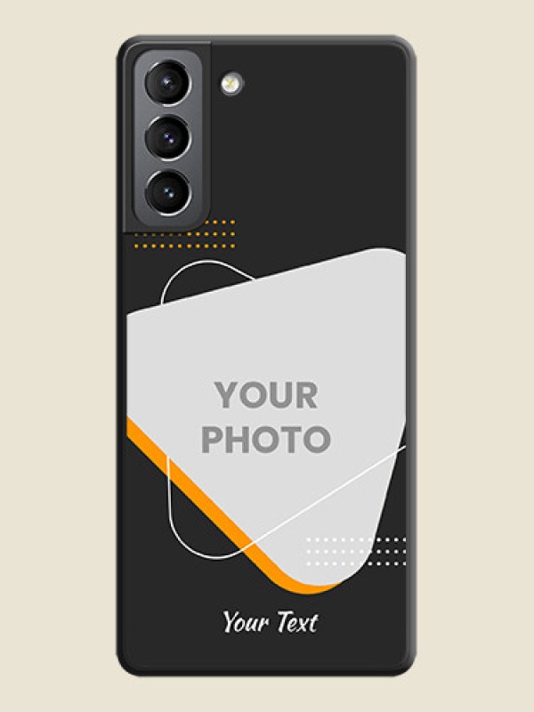 Custom Yellow Triangle on Photo on Space Black Soft Matte Phone Cover - Galaxy S21 - alternate view
