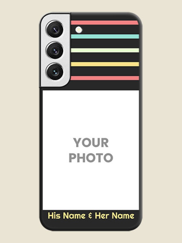 Custom Color Stripes with Photo and Text on Photo on Space Black Soft Matte Mobile Case - Galaxy S22 5G - alternate view