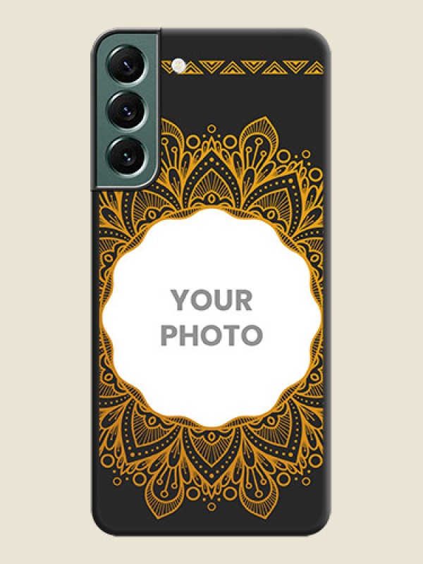 Custom Round Image with Floral Design on Photo on Space Black Soft Matte Mobile Cover - Galaxy S22 Plus 5G - alternate view