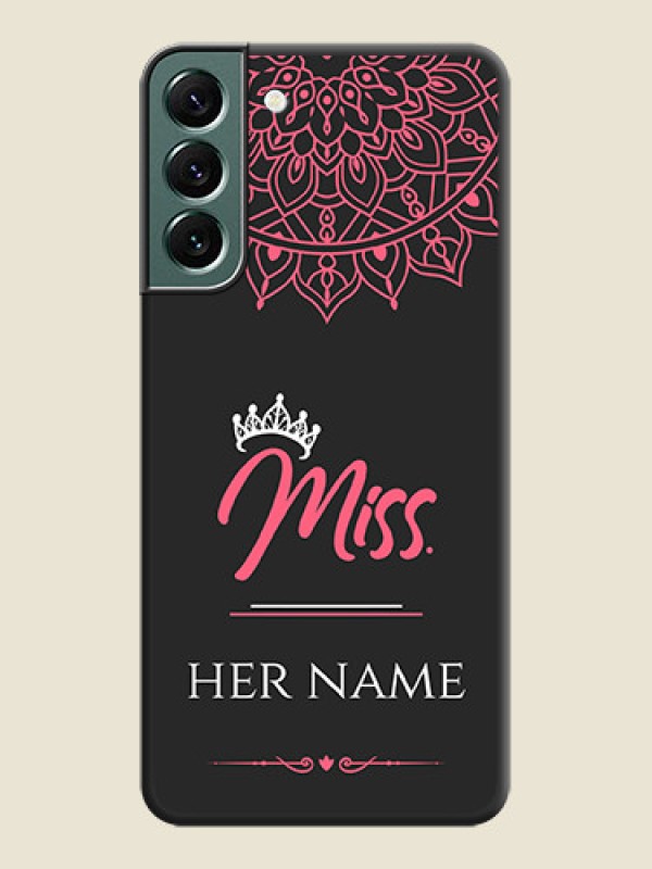Custom Mrs Name with Floral Design on Space Black Personalized Soft Matte Phone Covers - Galaxy S22 Plus 5G - alternate view