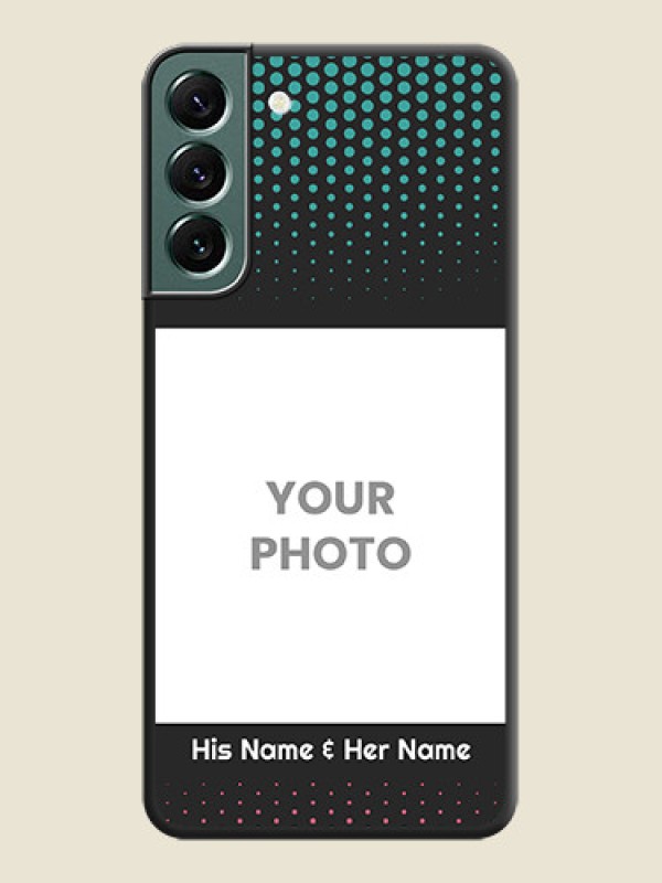Custom Faded Dots with Grunge Photo Frame and Text on Space Black Custom Soft Matte Phone Cases - Galaxy S22 Plus 5G - alternate view