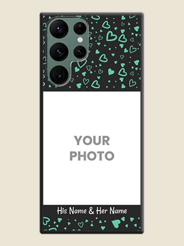 Custom Sea Green Indefinite Love Pattern on Photo on Space Black Soft Matte Mobile Cover - Galaxy S22 Ultra 5G - alternate view