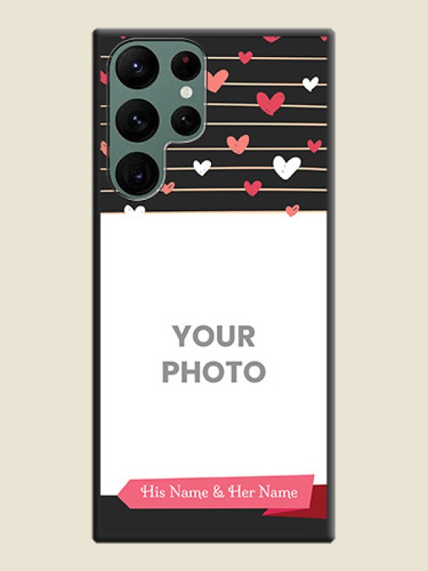 Custom Love Pattern with Name on Pink Ribbon on Photo on Space Black Soft Matte Back Cover - Galaxy S22 Ultra 5G - alternate view