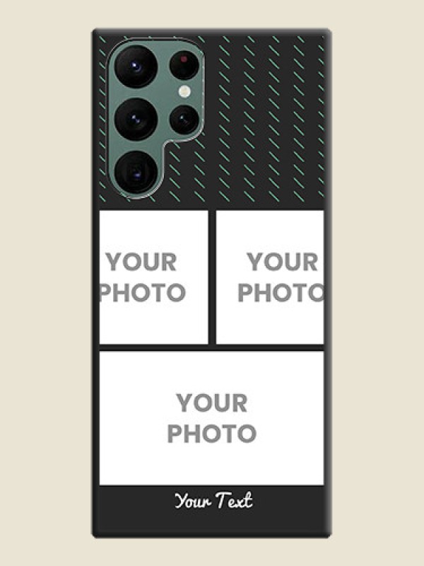 Custom Cross Dotted Pattern with 2 Image Holder on Personalised Space Black Soft Matte Cases - Galaxy S22 Ultra 5G - alternate view
