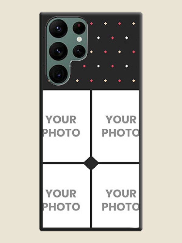 Custom Multicolor Dotted Pattern with 4 Image Holder on Space Black Custom Soft Matte Phone Cases - Galaxy S22 Ultra 5G - alternate view