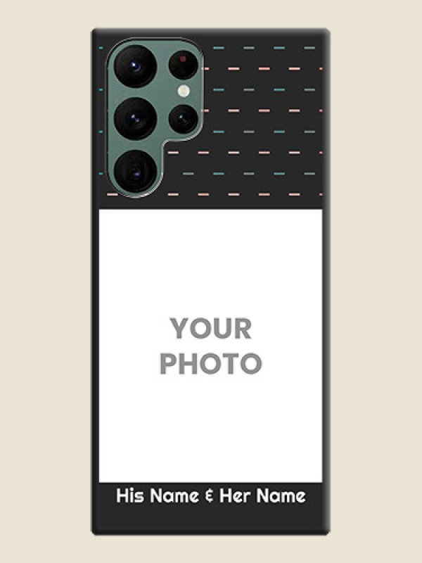 Custom Line Pattern Design with Text on Space Black Custom Soft Matte Phone Back Cover - Galaxy S22 Ultra 5G - alternate view