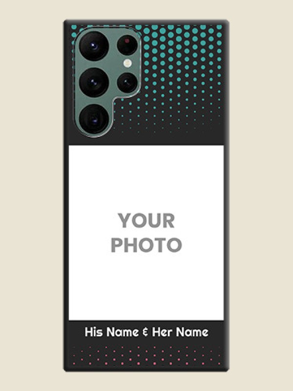 Custom Faded Dots with Grunge Photo Frame and Text on Space Black Custom Soft Matte Phone Cases - Galaxy S22 Ultra 5G - alternate view