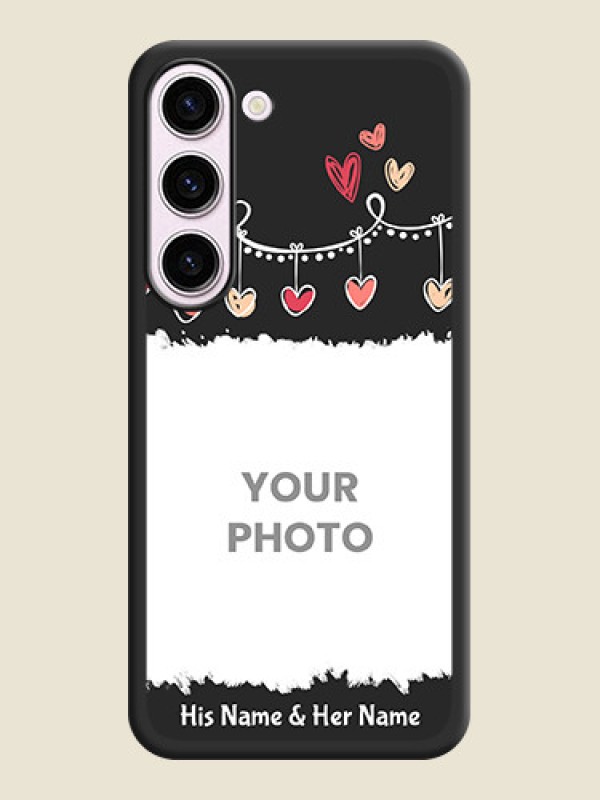 Custom Pink Love Hangings with Name on Space Black Custom Soft Matte Phone Cases - Samsung Galaxy S23 5G - alternate view