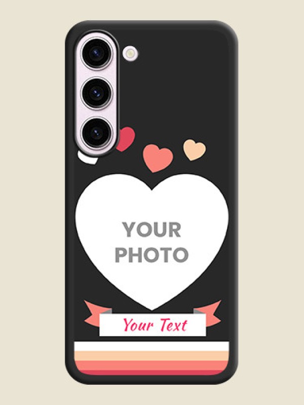 Custom Love Shaped Photo with Colorful Stripes on Personalised Space Black Soft Matte Cases - Samsung Galaxy S23 5G - alternate view