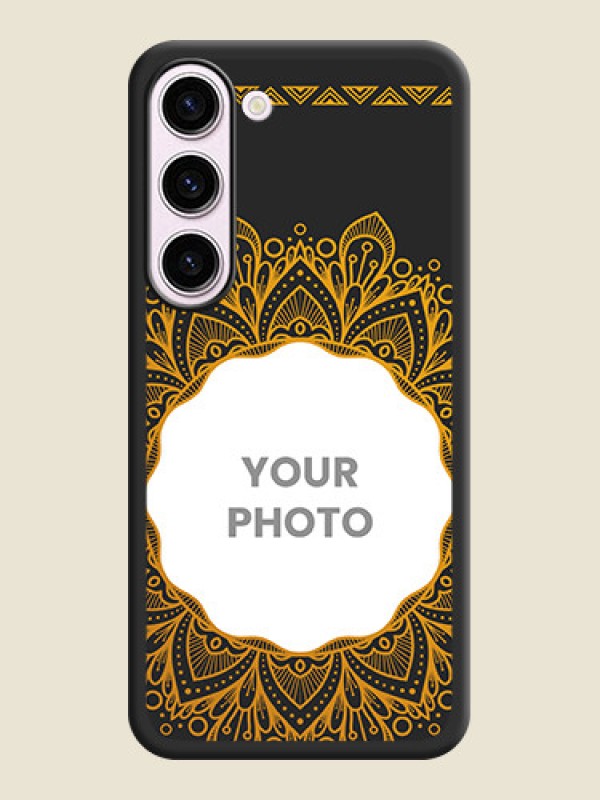 Custom Round Image with Floral Design on Photo on Space Black Soft Matte Mobile Cover - Samsung Galaxy S23 5G - alternate view