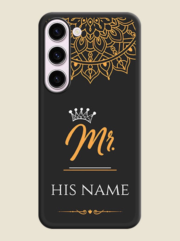 Custom Mr Name with Floral Design  on Personalised Space Black Soft Matte Cases - Samsung Galaxy S23 5G - alternate view