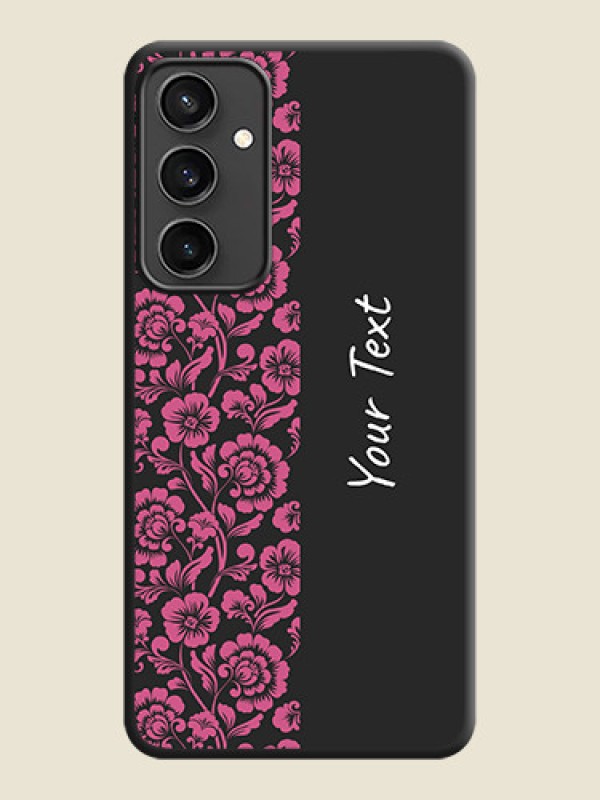 Custom Pink Floral Pattern Design With Custom Text On Space Black Personalized Soft Matte Phone Covers - Galaxy S23 FE 5G - alternate view